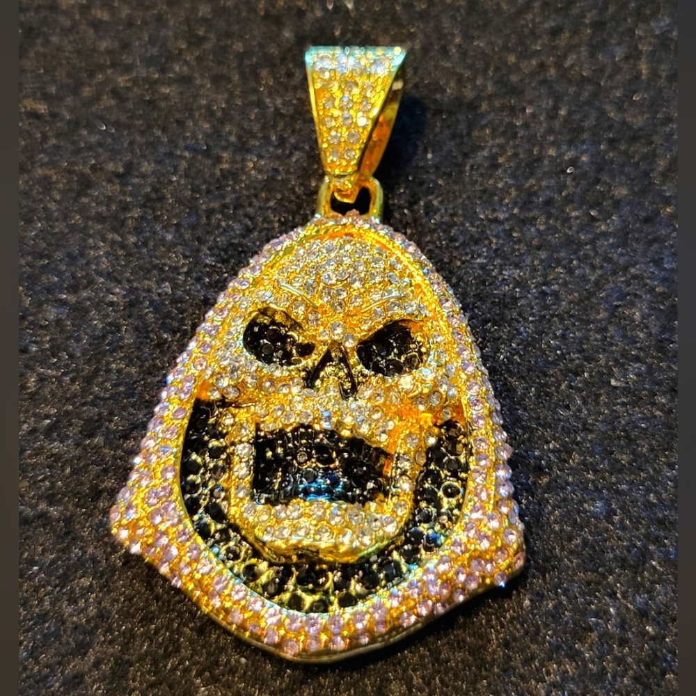 Stainless steel iced out Skeletor pendant